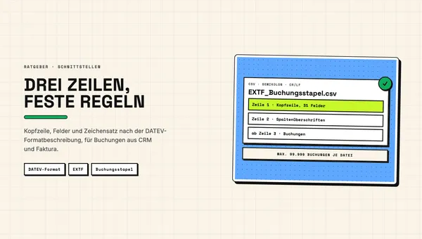 Ausschnitt einer CSV-Datei mit EXTF-Kopfzeile und Buchungszeilen in einem Texteditor